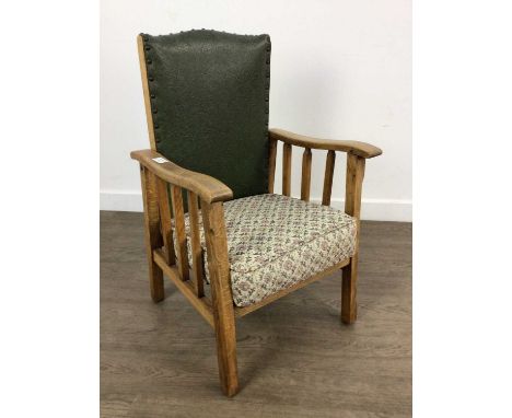 CHILD'S CHAIR, with reclining back and upholstered seat cushion 