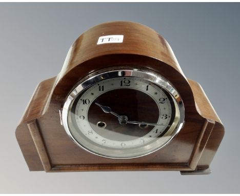 An Art Deco mantel clock with silvered dial 