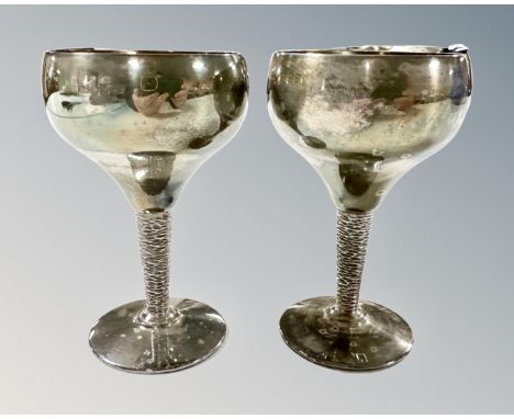 A pair of silver goblets, Mappin &amp; Webb, Birmingham 1971, height 10cm. (2) CONDITION REPORT: 146.1g gross. 