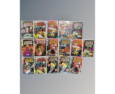 A group of vintage Marvel The Silver Surfer comics including The Silver Surfer issue #1 and several other early issues, in pl