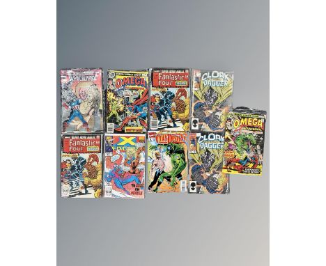 A group of vintage and later Marvel comics including 2099 A.D. Apocalypse issue #1, Omega, Cloak and Dagger, Fantastic Four a