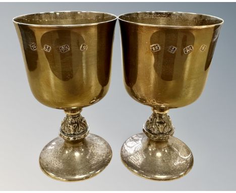 A pair of Elizabeth II silver goblets, Barrowclift Silvercraft, Birmingham 1981, height 12.5cm.  CONDITION REPORT: 268g gross