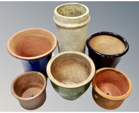 Six assorted ceramic garden planters.