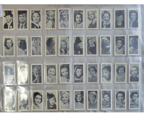 R & J Hill Ltd Famous Film Stars (English Text) 1938 set 40/40 VG