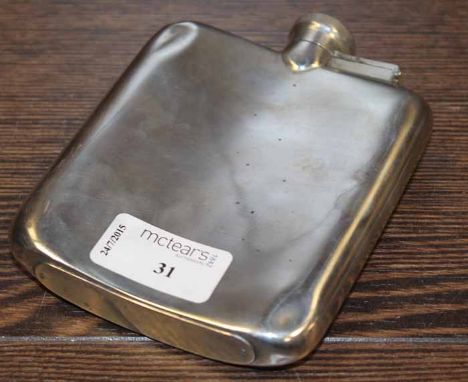 SILVER HIP FLASK
maker James Dixon & Sons, Sheffield 1917, engraved 'J.C McNaught 1918, 14cm high