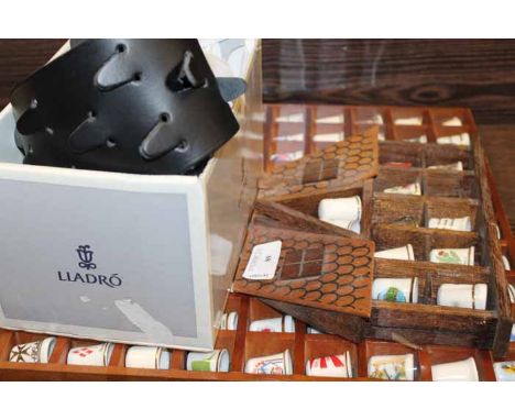 LARGE COLLECTION OF CERAMIC AND METAL THIMBLES
in wooden house display case (qty)
