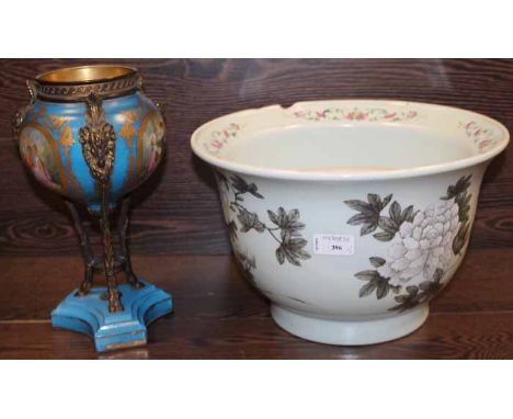 CHINESE CERAMIC PLANTER
decorated with chrysanthemum and foliate designs, 32cm diameter; together with a Sevres-style pedesta