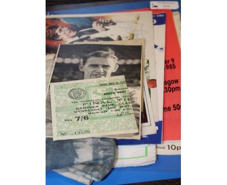 COLLECTION OF VINTAGE RANGERS FOOTBALL AND SPORTING ITEMS
including autographs, a rare Rangers hankerchief, programmes, etc; 