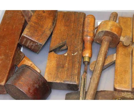 SELECTION OF VINTAGE PLANES AND CARPENTERS TOOLS
including four planes