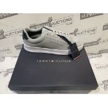BRAND NEW PAIR OF TOMMY HILFIGER TH COURT BETTER SUEDE ANTIQUE SILVER TRAINERS SIZE 45 INSL-2