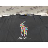 7 X BRAND NEW POLO RALPH LAUREN BLACK MULTI COLOUR PRINT T SHIRTS SIZE L INSL-1