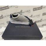 BRAND NEW PAIR OF TOMMY HILFIGER TH COURT BETTER SUEDE ANTIQUE SILVER TRAINERS SIZE 45 INSL-2