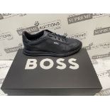 BRAND NEW PAIR OF BOSS DARK BLUE ZAYNE LOWP NYSD TRAINERS SIZE 7 INSL-2