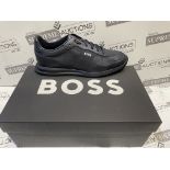 BRAND NEW PAIR OF BOSS DARK BLUE ZAYNE LOWP NYSD TRAINERS SIZE 7 INSL-2