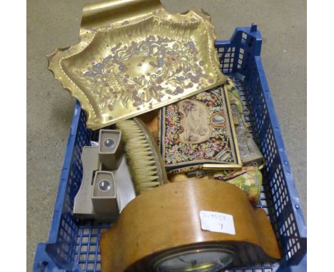 A clock, crumb scoop and brush, three purses, viewmaster, etc. **PLEASE NOTE THIS LOT IS NOT ELIGIBLE FOR POSTING AND PACKING