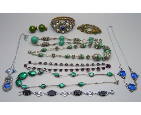 Vintage 1920s Czech jewellery including Neiger, filigree and foil beads 