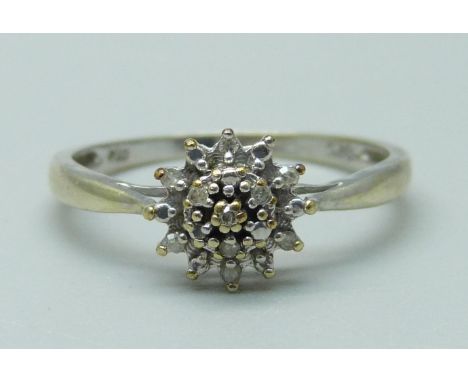 A 9ct gold and diamond ring, 1.6g, O 