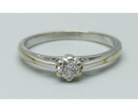 A 9ct white gold and diamond ring, 2.12g, N 