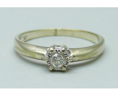 A 9ct gold and diamond solitaire ring, 2g, L/M 