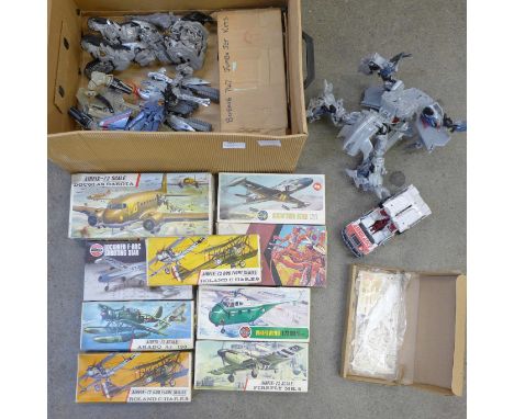 A collection of vintage models, (x12), including Airfix, and Transformer toys, (x6) 