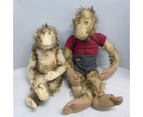 Two 1930s Steiff monkeys, male and female 
