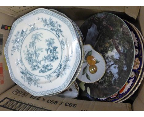 Three Minton 19th Century hand painted plates and other decorative  and china including Royal Crown Derby and Royal Worcester