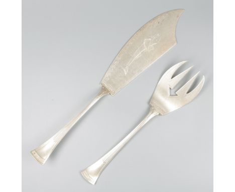 Fish cutlery silver. With decoration in Empire style. Netherlands, Voorschoten, J.M. van Kempen &amp; Zonen, 1920, hallmarks: