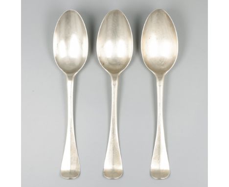 Silver dinner spoons (3), Cornelis Stegman, Zwolle 1773. "Hollands Glad". The Netherlands, Zwolle, Cornelis Stegman, 1773, ha