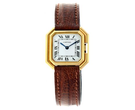 Cartier Ceinture "Paris Dial" 7810 - Ladies watch. Case: yellow gold (18K.) - strap: leather - manual winding - condition: go