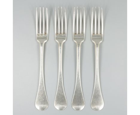 Silver dinner forks (4), Johannes Schuyl, Amsterdam 1721. "Hollands Glad". The Netherlands, Amsterdam, Johannes Schuyl, 1721,