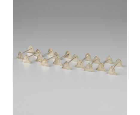 10-piece set of knife rests, silver. With various decorations a.w. culots. Netherlands, Voorschoten, J.M. van Kempen en Zonen