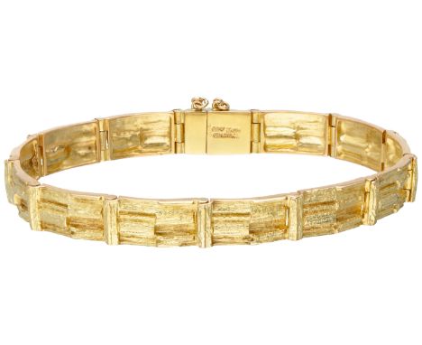 Lapponia 14K yellow gold 'Cascade' bracelet by Björn Weckström. Hallmarks:  585 Finnish assay mark and international conventi