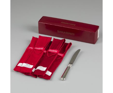 Robbe & Berking 6-piece set of cake / fruit knives, model Alt-Spaten, silver. Model Alt-Spaten. With cutlery bags and box. Li