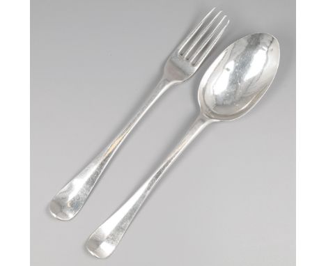 Silver dinner cutlery (2), Adrianus van Gelder, Utrecht 1788-1790. Dinner spoon and dinner fork in "Hollands Glad". The Nethe