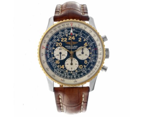 No Reserve - Breitling Navitimer Cosmonaute D12322 - Men's watch. Case: gold/steel (18K.) - strap: leather - manual winding -