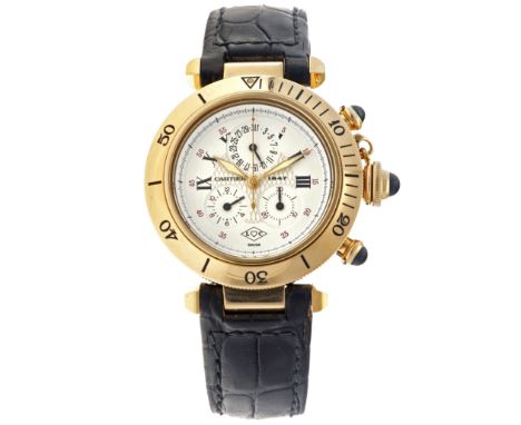 Cartier Pasha 18K. 1353 1 - Men's watch.  Case: yellow gold (18K.) - strap: leather - automatic - condition: good, movement i