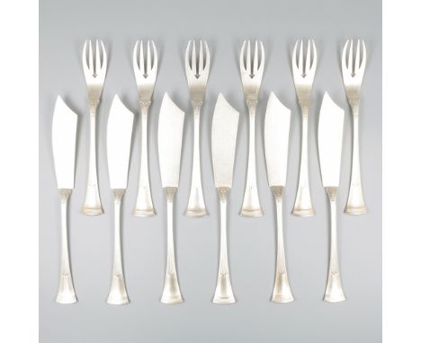12-piece fish cutlery, silver. With decoration in Empire style. Netherlands, Voorschoten, J.M. van Kempen &amp; Zonen, 1920, 