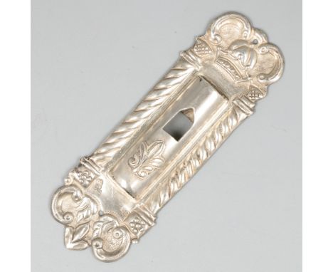 Jewish Mezuzah, silver. A Mezuzah (Hebrew: ????? - literal meaning: doorpost), a text tube to be affixed to the doorpost. Whe