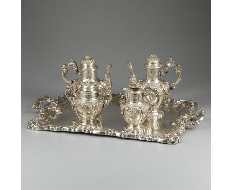 A 5-piece coffee and tea service, showpiece or "pronkservies"  (? 80.2 cm). A large showpiece service for coffee and tea, ver
