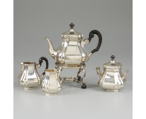 5-piece tea service, model 1513 'Versailles' bolpas, silver. A 5-piece tea set consisting of a teapot, chafing dish, cream se