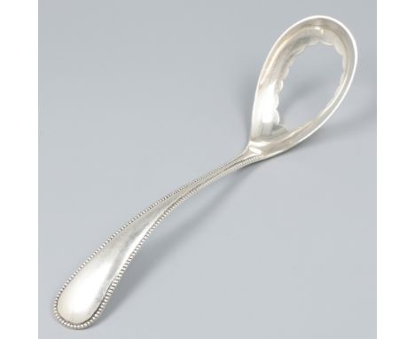 Egg spoon silver. With pearl rim. Netherlands, Voorschoten, J.M. van Kempen &amp; Zonen, 1884, hallmarks: lion, Minerva, make