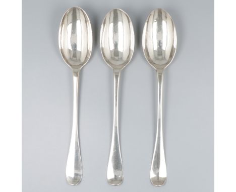 Silver dinner spoons (3), Simon Woortman, Amsterdam 1790. "Amsterdams Lof". The Netherlands, Amsterdam, Simon Woortman, 1790,