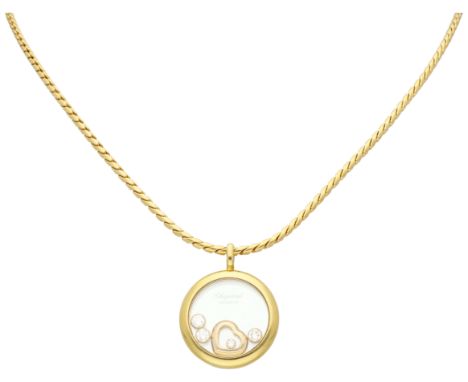 Chopard 18K yellow gold "Happy Diamonds" pendant on a necklace. Set with four brilliant cut diamonds of approx. 3 x 0.08 and 