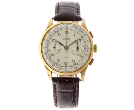 No Reserve - Evob Chronograph Suisse 18K. - Men's watch. Case: yellow gold (18K.) - strap: leather - manual winding - conditi