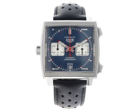 No Reserve - Heuer Monaco "Steve McQueen" CAW211P - Men's watch. Case: steel - strap: leather - automatic - condition: good, 