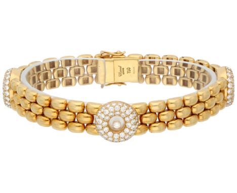 Chopard 'Happy Diamonds' 18K yellow gold link bracelet set with approx. 1.62 ct. diamond. Set with 156 brilliant cut diamonds