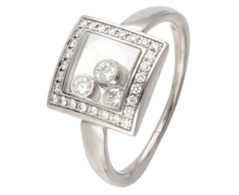 Chopard 18K white gold 'Happy Diamonds' ring set with approx. 0.26 ct. diamond. Set with 31 brilliant cut diamonds of approx.