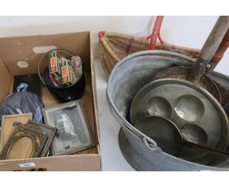 Selection of vintage and retro items including wicker basket, two boxes of Rinso washing up flakes, two bars of Lifebuoy toil