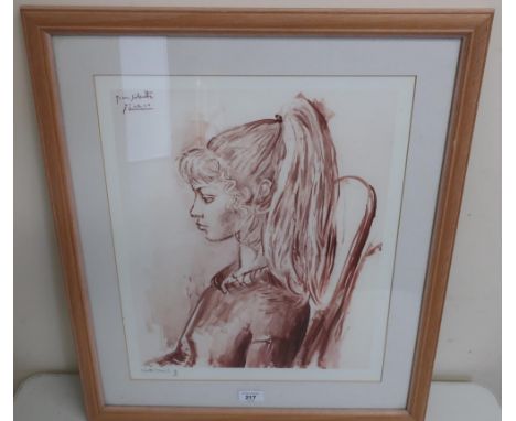 After Pablo Picasso "Portrait of Silvette", Giclee print 149/595, authorised by the Picasso estate, signed in pencil, (45cm x
