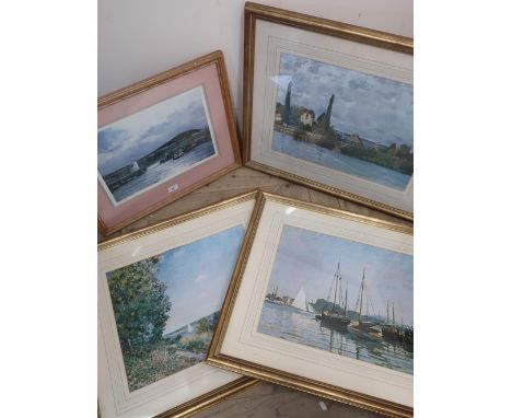 "Scarborough Harbour", limited edition 14/50 colour print, signed and dated A E Grey, 1988 and a set of three colour prints, 